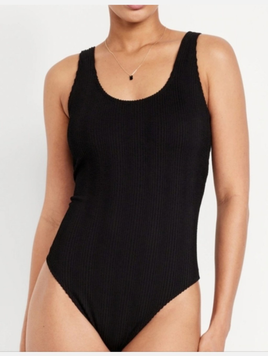Old Navy Black Ribbed Swimsuit One Piece Size Xl